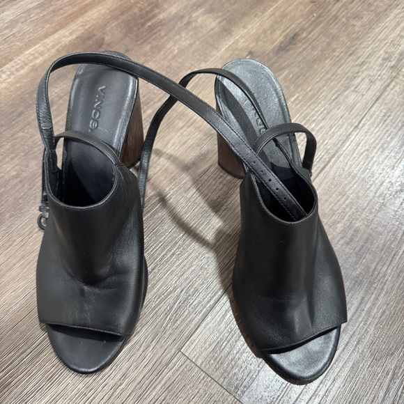 Vince Palero Block Heel Sandal black leather size 9 - Picture 3 of 8